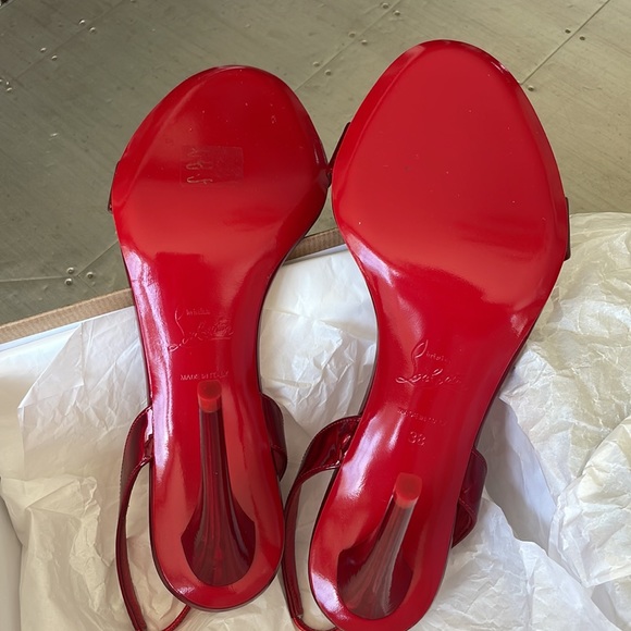 Christian Louboutin o Astrid red loubi metallic stiletto sandal 100mm sz 38 - Picture 9 of 11